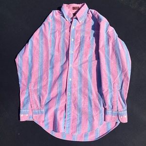 Chaps Button up striped pink long sleeve